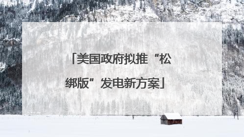 美国政府拟推“松绑版”发电新方案